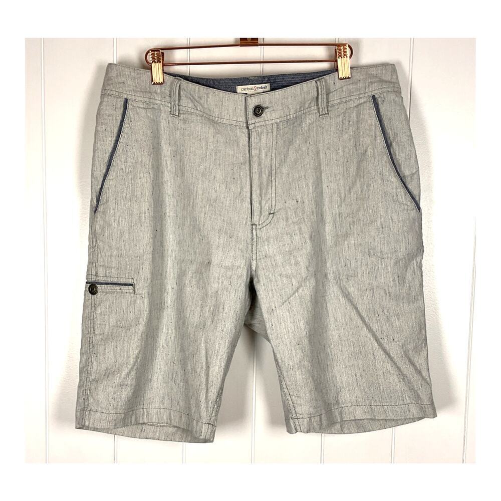 Carbon 2 Cobalt Panache Shorts Linen Blend‎ 33" waist Light Blue Casual Cargo